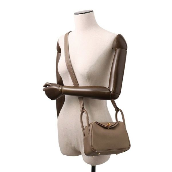 エルメス リンディ ミニ エトゥープ/ゴールド金具 トリヨンクレマンス Z刻印 2wayショルダー