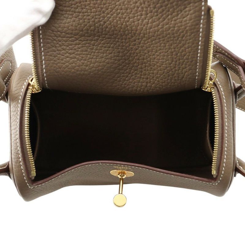 エルメス リンディ ミニ エトゥープ/ゴールド金具 トリヨンクレマンス Z刻印 2wayショルダー