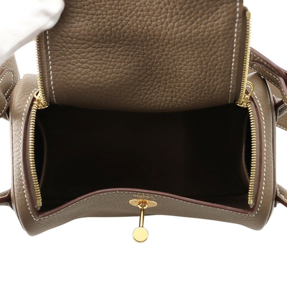 エルメス リンディ ミニ エトゥープ/ゴールド金具 トリヨンクレマンス Z刻印 2wayショルダー