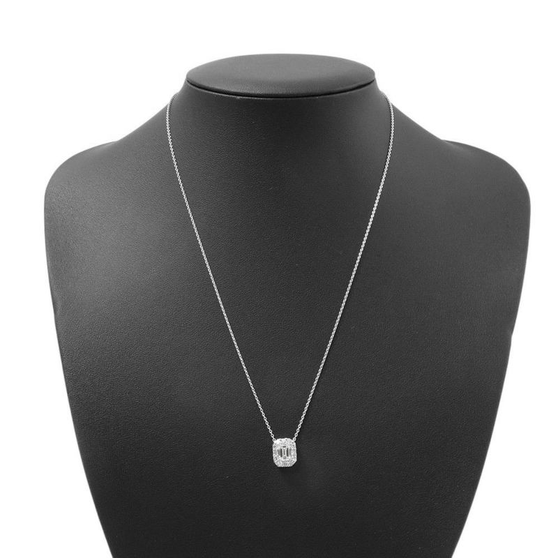 グラフ ネックレス アイコン エメラルドカット ダイヤモンド ペンダント ダイヤ 中石0.70ct K18WGホワイトゴールド GIA鑑定書付き