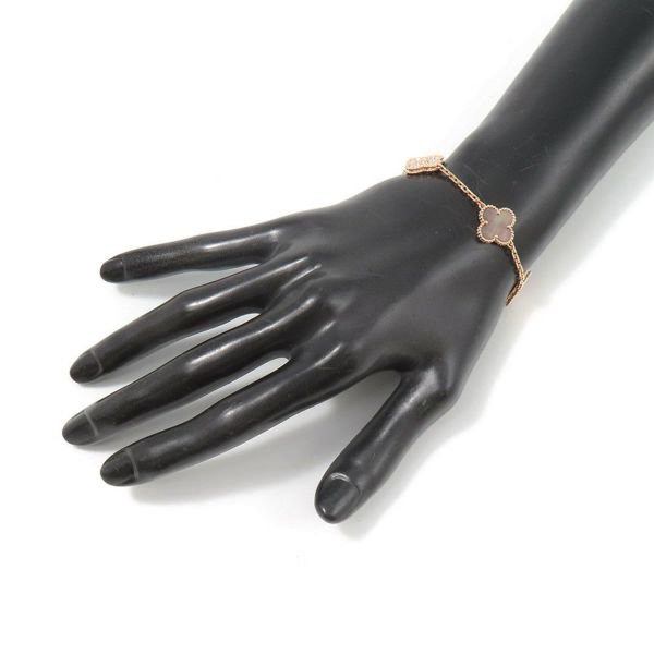 ヴァンクリ ブレスレット ヴィンテージ アルハンブラ 5モチーフ グレーマザーオブパール/ダイヤ 24P 0.96ct K18PG VCARP2R100