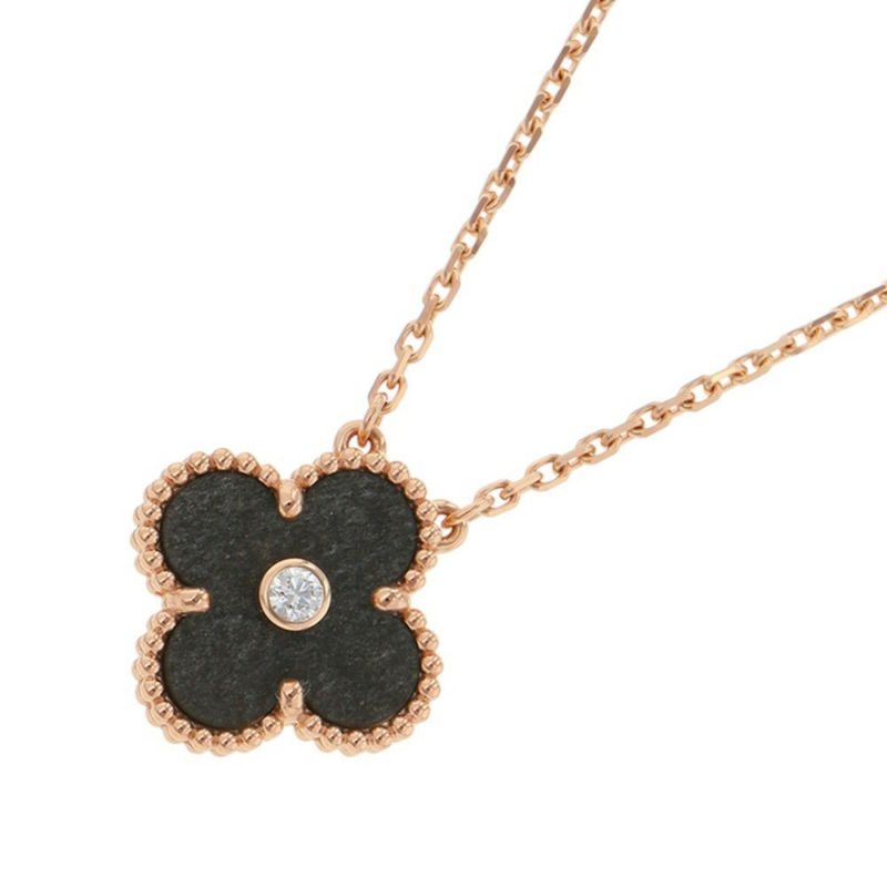 ヴァンクリ ネックレス ヴィンテージ アルハンブラ シルバーオブシディアン/ダイヤ 1P K18PG VCARP9T000 2023年ホリデー限定