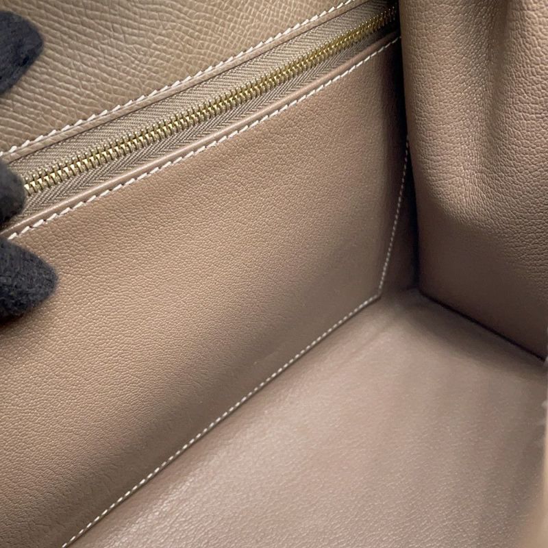 エルメス ハンドバッグ ケリー28 外縫い エトゥープ/ゴールド金具 エプソン B刻印 2wayショルダー