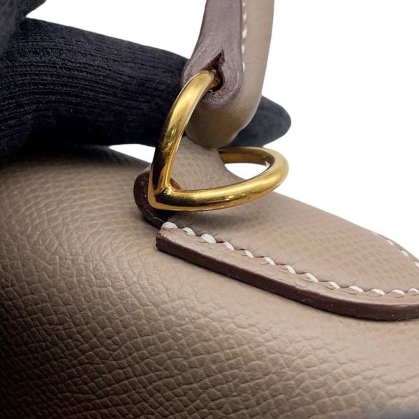 エルメス ハンドバッグ ケリー28 外縫い エトゥープ/ゴールド金具 エプソン B刻印 2wayショルダー