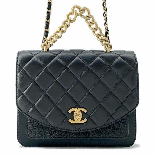 シャネル チェーンショルダーバッグ マトラッセ ココマーク トリコマテリアル レザー エイジドカーフ AS0785 CHANEL 2way 黒