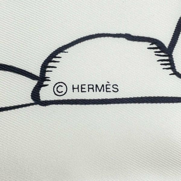 エルメス スカーフ カレ90 千と一のウサギ Mille et Un Lapins HERMES シルクツイル 白 黒