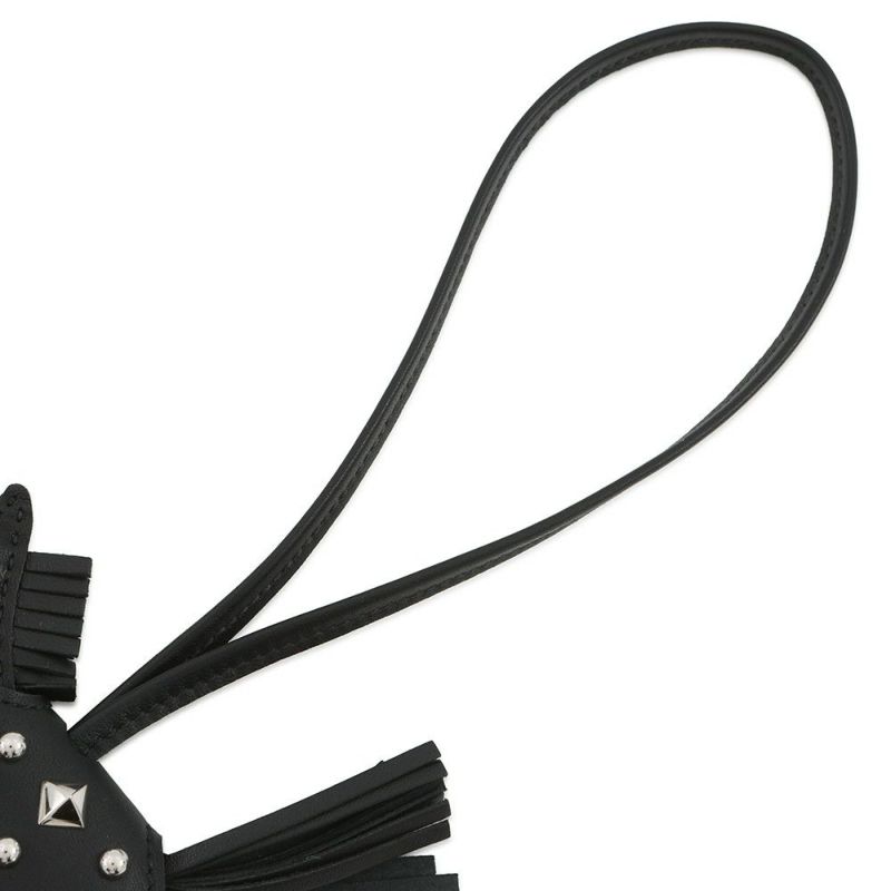 エルメス バッグチャーム ロデオPM ロベオ ロック ブラック/シルバー金具 ラムスキン K刻印 黒