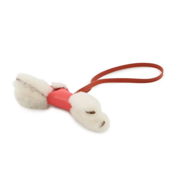 エルメス バッグチャーム バディ ローズテキサス/コルナリン ラムスキン/ムートン U刻印