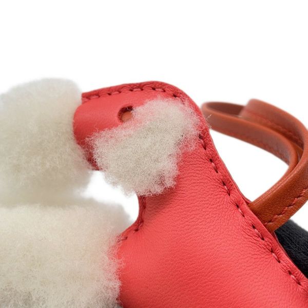 エルメス バッグチャーム バディ ローズテキサス/コルナリン ラムスキン/ムートン U刻印