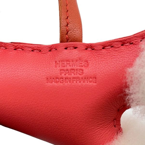 エルメス バッグチャーム バディ ローズテキサス/コルナリン ラムスキン/ムートン U刻印