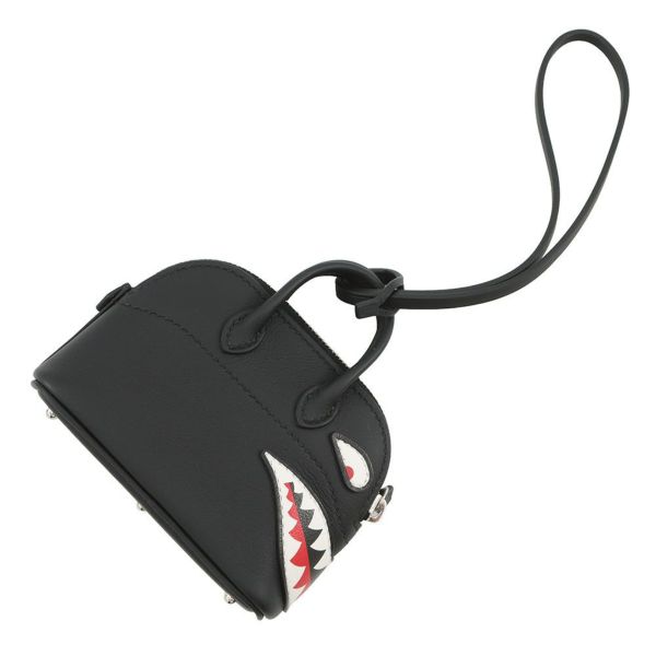 エルメス バッグチャーム ボリードシャーク ブラック/シルバー金具 スイフト K刻印 黒