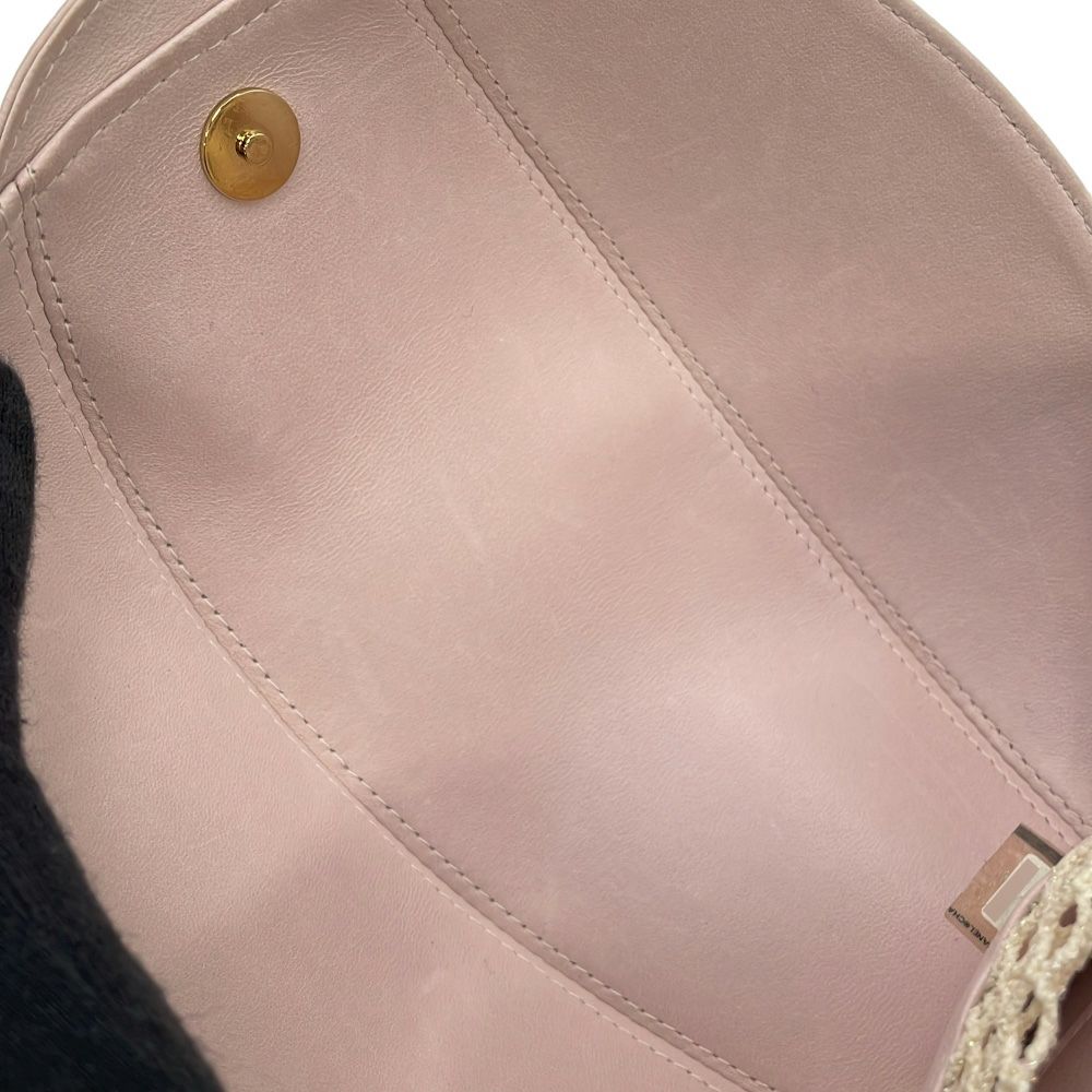 シャネル チェーンポシェット カメリア ココマーク サテン ラムスキン CHANEL ハンドバッグ