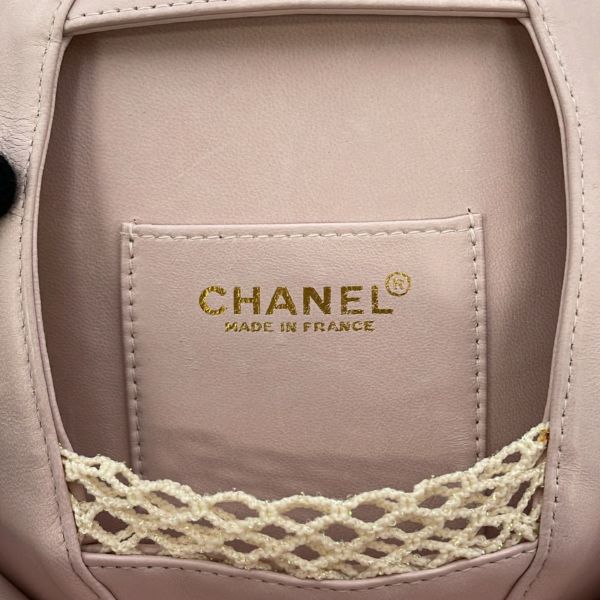 シャネル チェーンポシェット カメリア ココマーク サテン ラムスキン CHANEL ハンドバッグ