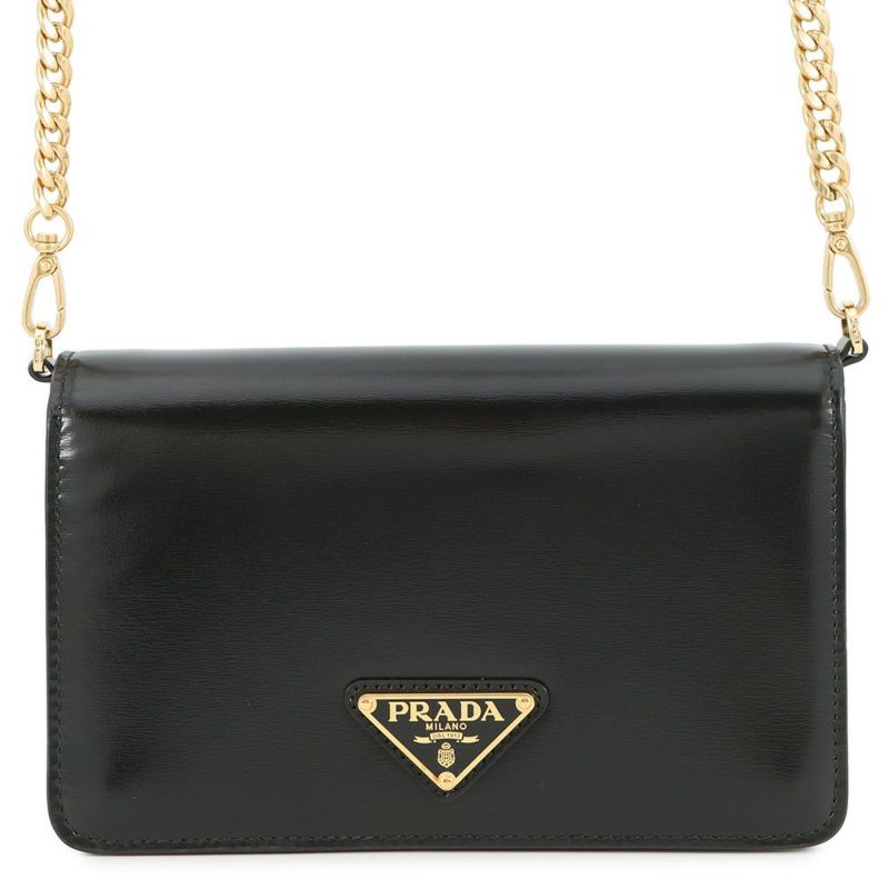 プラダ チェーンショルダーバッグ トライアングルロゴ レザー 1BD350 PRADA バッグ 黒