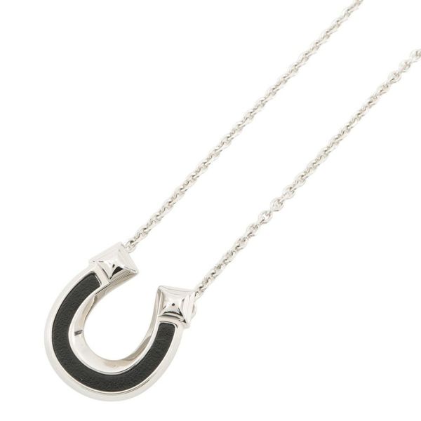 エルメス ネックレス ジョケットPM ブラック/シルバー金具 メタル/エプソン HERMES アクセサリー 黒