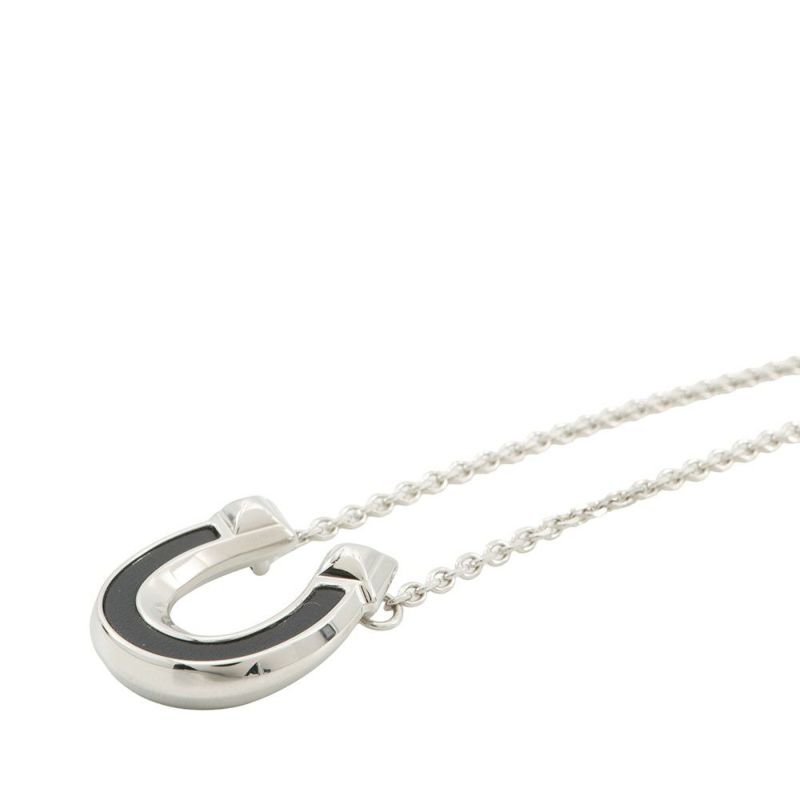 エルメス ネックレス ジョケットPM ブラック/シルバー金具 メタル/エプソン HERMES アクセサリー 黒