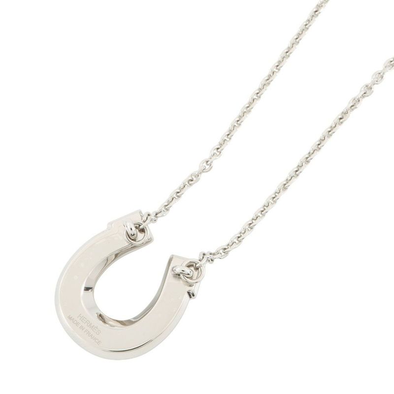 エルメス ネックレス ジョケットPM ブラック/シルバー金具 メタル/エプソン HERMES アクセサリー 黒