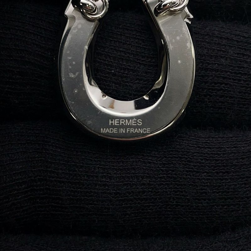 エルメス ネックレス ジョケットPM ブラック/シルバー金具 メタル/エプソン HERMES アクセサリー 黒