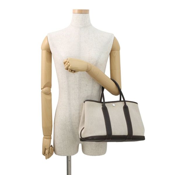 エルメス トートバッグ ガーデンパーティTPM ナチュラル/マロン/シルバー金具 トワルアッシュ/ブッフルスキッパー □I刻印 2wayショルダー