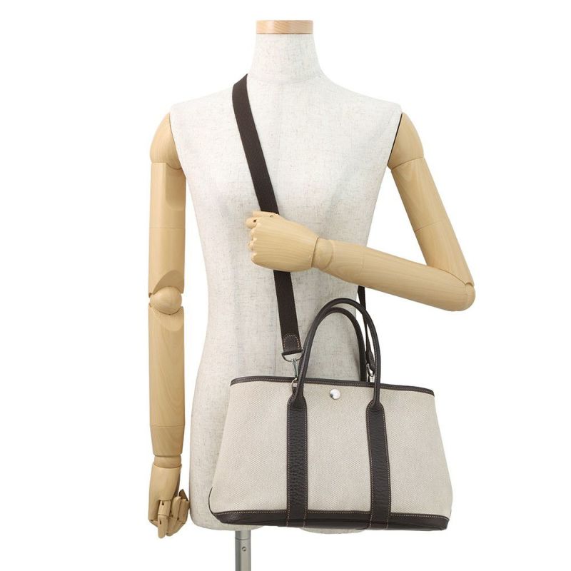 エルメス トートバッグ ガーデンパーティTPM ナチュラル/マロン/シルバー金具 トワルアッシュ/ブッフルスキッパー □I刻印 2wayショルダー