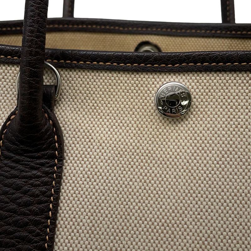 エルメス トートバッグ ガーデンパーティTPM ナチュラル/マロン/シルバー金具 トワルアッシュ/ブッフルスキッパー □I刻印 2wayショルダー