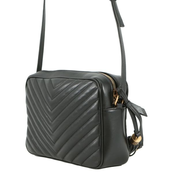 サンローランパリ ショルダーバッグ ルー カメラバッグ Vステッチ レザー 520534 SAINT LAURENT PARIS 黒 タッセル