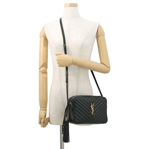 サンローランパリ ショルダーバッグ ルー カメラバッグ Vステッチ レザー 520534 SAINT LAURENT PARIS 黒 タッセル