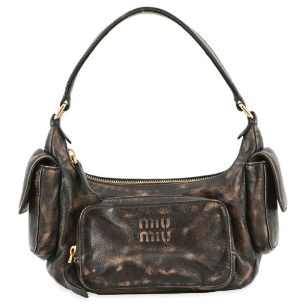 ミュウミュウ ハンドバッグ ポケットバッグ ヴィンテージ加工 ラムスキン 5BC146 MIUMIU