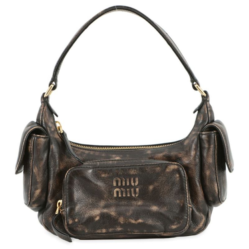 ミュウミュウ ハンドバッグ ポケットバッグ ヴィンテージ加工 ラムスキン 5BC146 MIUMIU