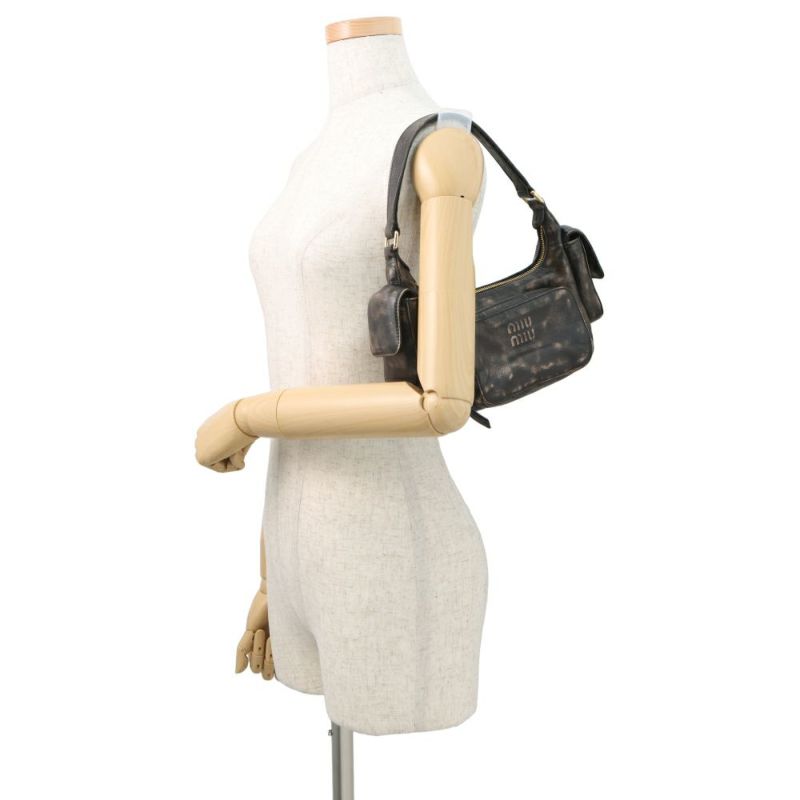 ミュウミュウ ハンドバッグ ポケットバッグ ヴィンテージ加工 ラムスキン 5BC146 MIUMIU