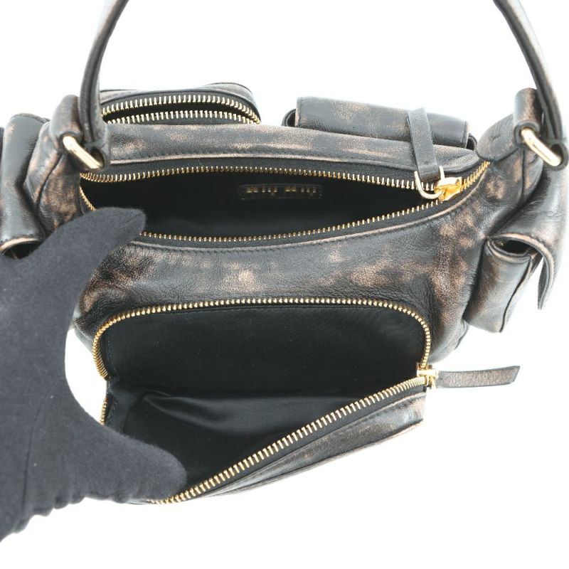 ミュウミュウ ハンドバッグ ポケットバッグ ヴィンテージ加工 ラムスキン 5BC146 MIUMIU