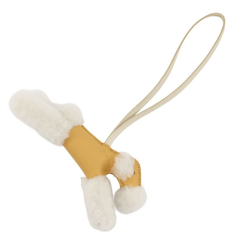 エルメス バッグチャーム バディ パイユ/クレ ラムスキン/ムートン K刻印