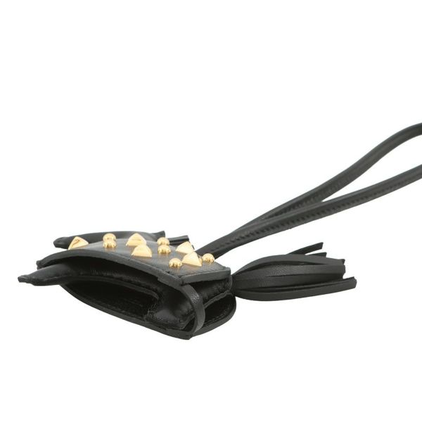 エルメス バッグチャーム ロデオPM ロベオ ロック ブラック/ゴールド金具 ラムスキン HERMES チャーム 黒