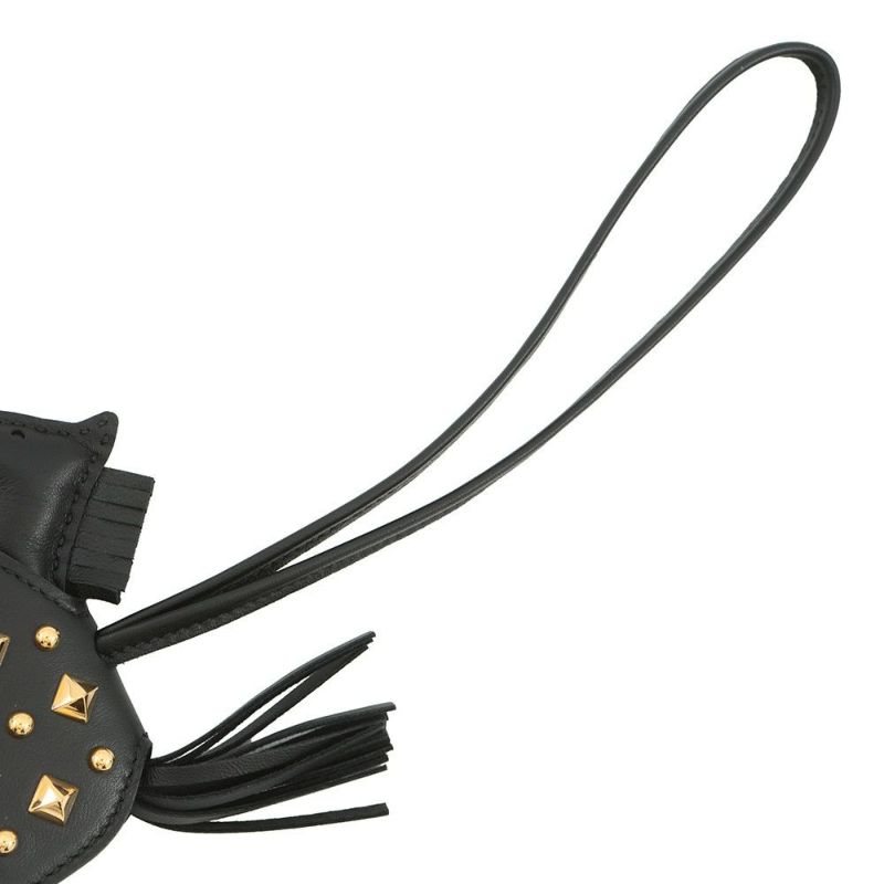 エルメス バッグチャーム ロデオPM ロベオ ロック ブラック/ゴールド金具 ラムスキン HERMES チャーム 黒