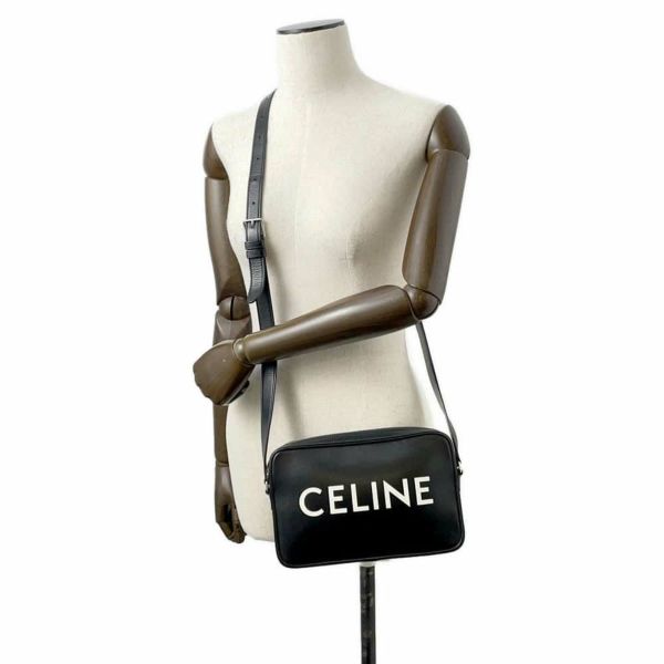 セリーヌ ショルダーバッグ ロゴ レザー 194503 CELINE バッグ 黒