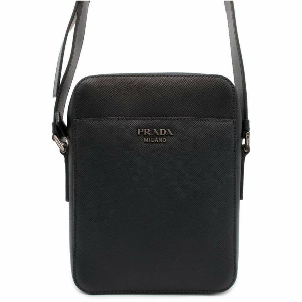 プラダ ショルダーバッグ ロゴ サフィアーノ 2VH040 PRADA バッグ 斜め掛け 黒