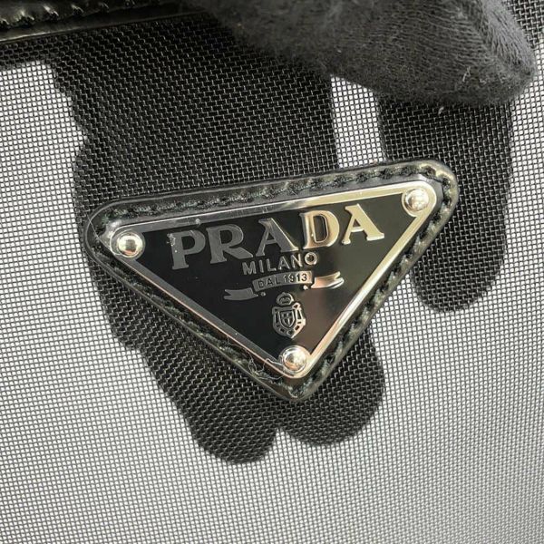 プラダ トートバッグ トライアングルロゴ メッシュ ショッピングバッグ 1BG416 PRADA 黒