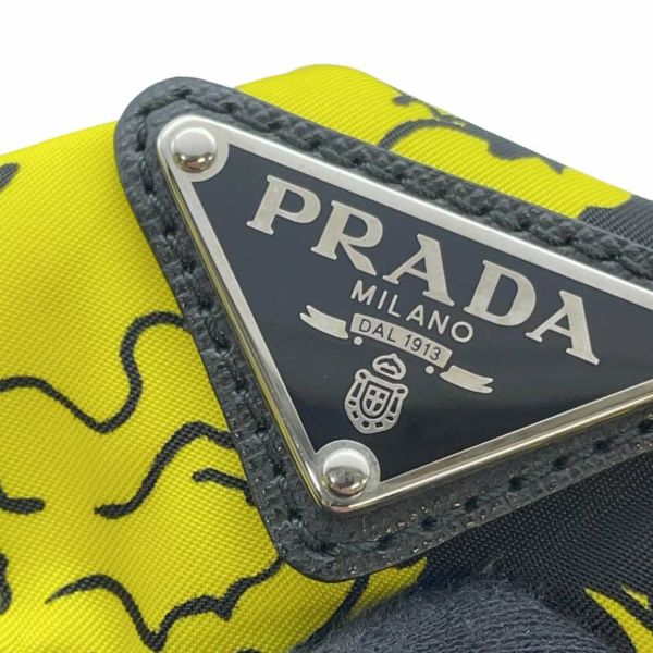 プラダ リュック ナイロン バックパック 花柄 1BZ811 PRADA バッグ リュックサック 黒