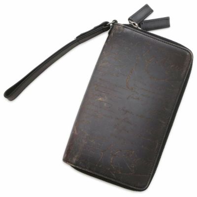 ベルルッティ 長財布 カリグラフィ オーガナイザー レザー Berluti 財布 ロングジップウォレット 黒 安心保証
