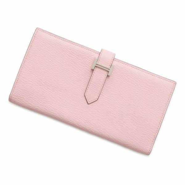 エルメス 長財布 ベアンスフレ ローズサクラ/シルバー金具