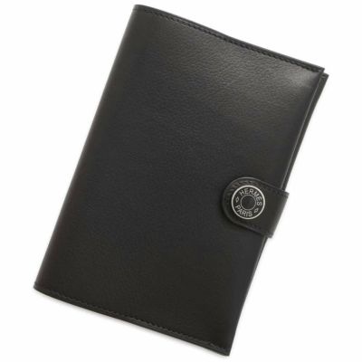 エルメス パスポートケース RMS ブラック/シルバー金具 エバーグレイン カーフスキン B刻印 HERMES 手帳カバー 黒 安心保証