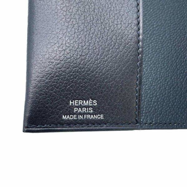 エルメス パスポートケース RMS ブラック/シルバー金具 エバーグレイン カーフスキン B刻印 HERMES 手帳カバー 黒