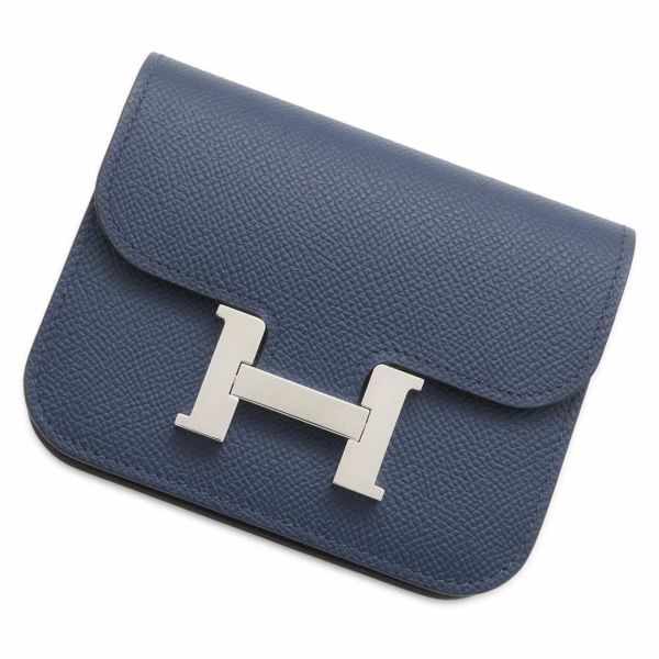 エルメス 財布 コンスタンス スリム ブルーネイビー/シルバー金具 エプソン B刻印 HERMES 財布