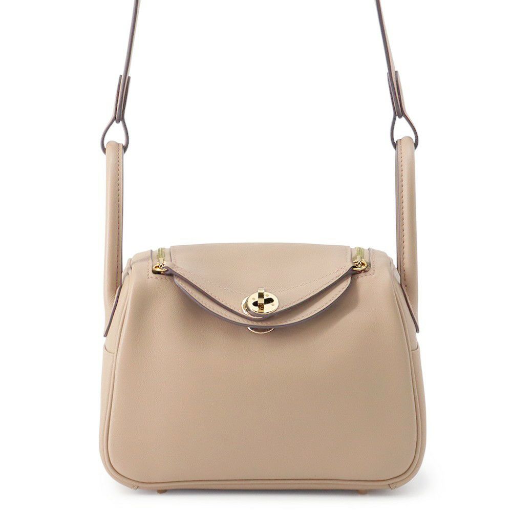 エルメス ハンドバッグ リンディ ミニ ヴェルソ ベージュマルファ/グリミスティ/ゴールド金具 スイフト W刻印 2wayショルダー