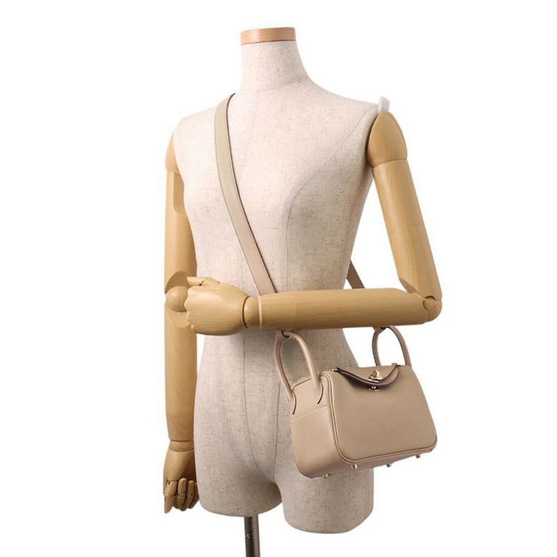 エルメス ハンドバッグ リンディ ミニ ヴェルソ ベージュマルファ/グリミスティ/ゴールド金具 スイフト W刻印 2wayショルダー