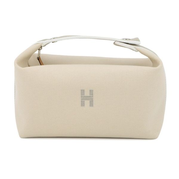 エルメス ポーチ ブリッド・ア・ブラックPM ベージュ/シルバー金具 キャンバス HERMES バッグ 小物入れ