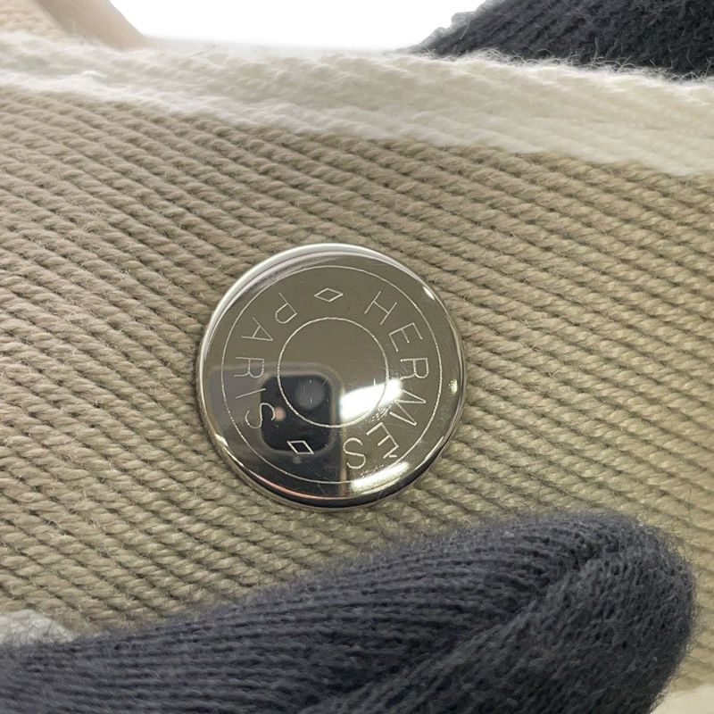 エルメス ポーチ ブリッド・ア・ブラックPM ベージュ/シルバー金具 キャンバス HERMES バッグ 小物入れ