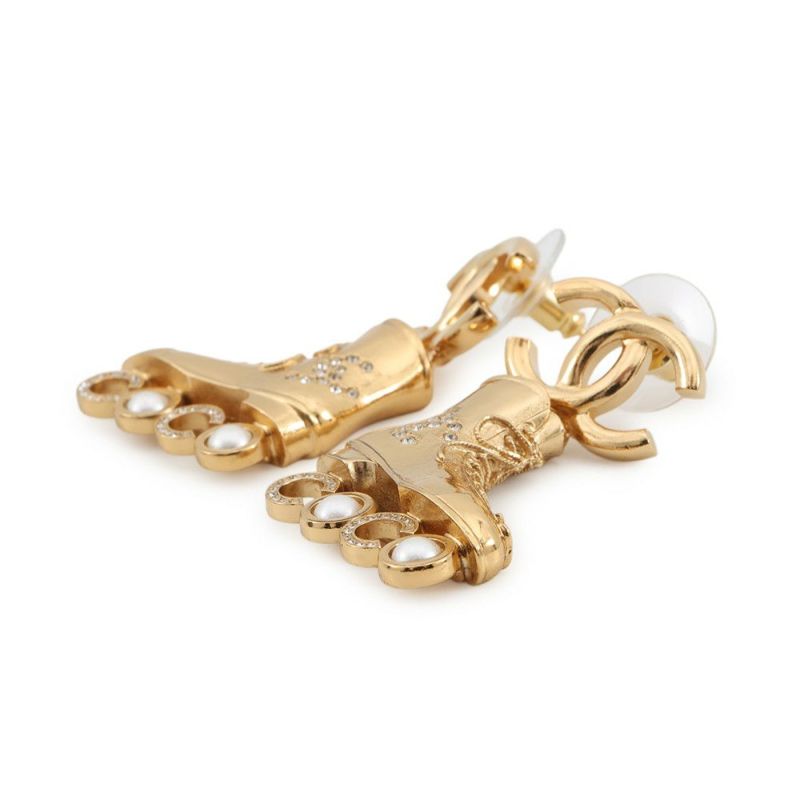 シャネル ピアス ココマーク ローラースケート ラインストーン メタル フェイクパール CHANEL アクセサリー