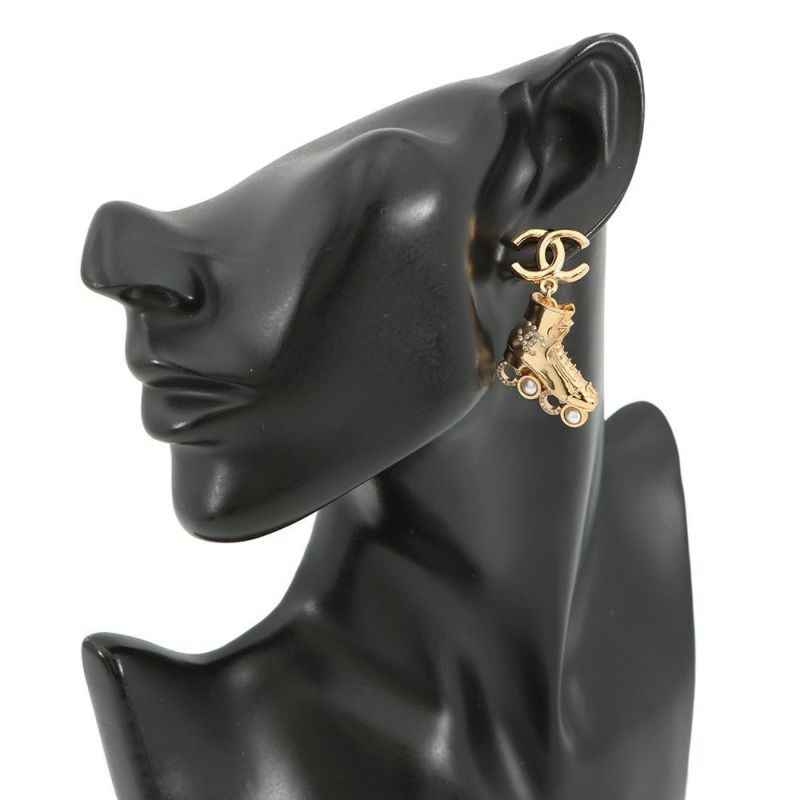 シャネル ピアス ココマーク ローラースケート ラインストーン メタル フェイクパール CHANEL アクセサリー