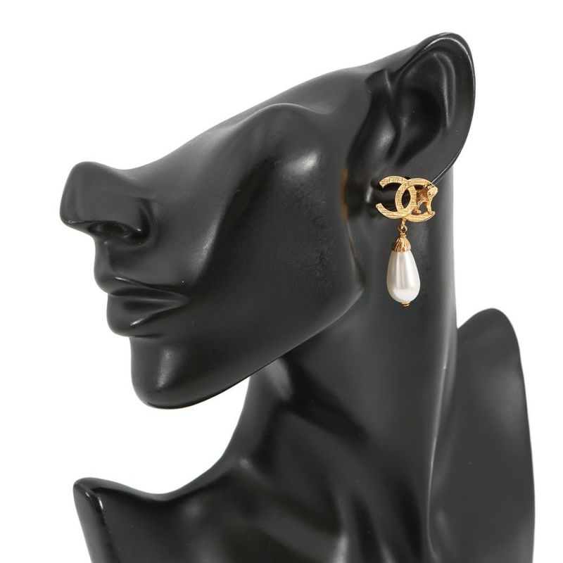 シャネル ピアス ココマーク ライオンモチーフ ドロップピアス メタル フェイクパール CHANEL アクセサリー